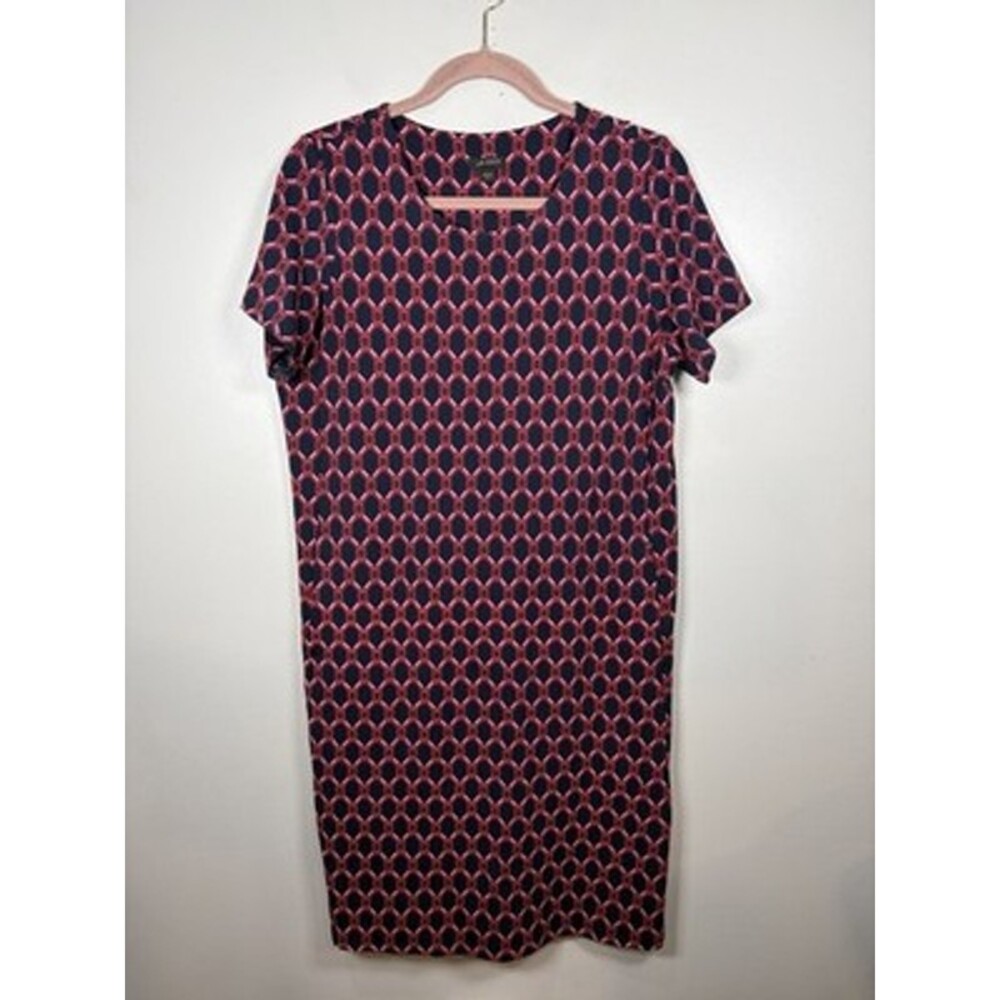 J. Jill T Shirt Dress Size Medium Wearever Collection Stretch Blue Geometric